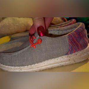 Hey Dude youth size 12 gray with pink detail